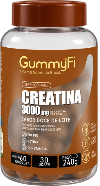 Pote de Creatina GummyFi 3000 mg sabor Doce de Leite
