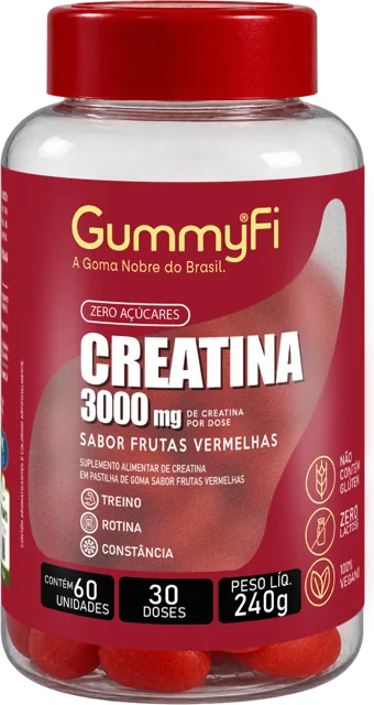 Pote de Creatina GummyFi 3000 mg sabor Frutas Vermelhas