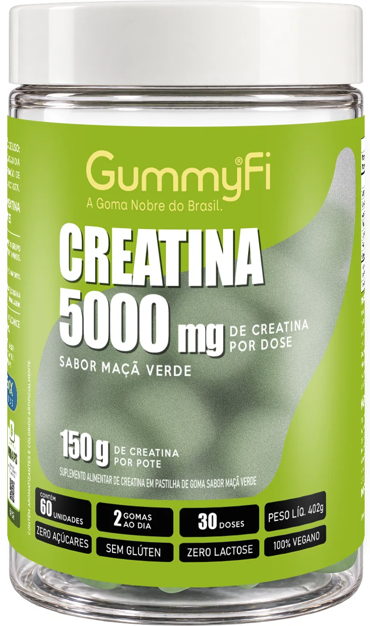 Pote de Creatina GummyFi 5000 mg sabor maçã verde